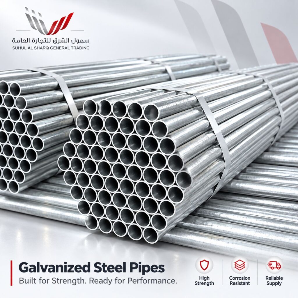 Galvanized steel accessories and pipes for temporary fencing UAE