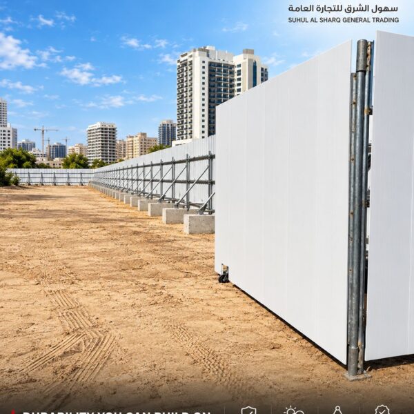 Complete PVC hoarding system with panels posts and supports UAE